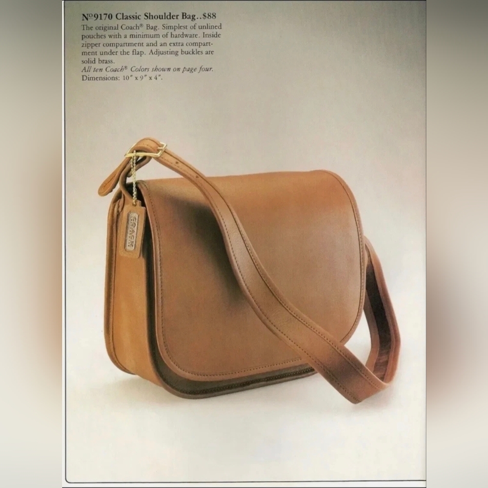 Vintage 80's Coach Classic Shoulder Bag Pouch Made In NYC #9170 In Putty - Picture 16 of 16